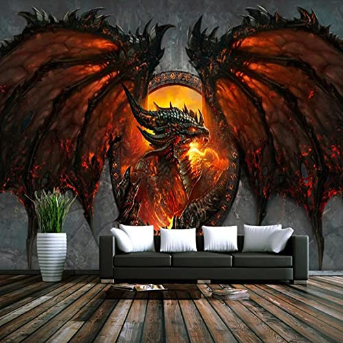 Mural Wallpaper Wall Stickers Fire-Breathing Dragon: Wallpaper Mural Photo Kids Bedroom Home Poster Decoration - 250X175cm