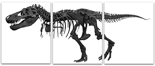 Dinosaurier Wanddekoration T-Rex Skelett Kunst,Dinosaurier Fossil Wanddekoration,Dinosaurier Badezimmer Dekor Dinosaurier Poster Bad Schlafzimmer-Thema,3er Set (8x10) ungerahmt