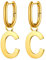 FOCALOOK 316L Edelstahl Ohrhänger mit Buchstabe C in Gold, Große Ohrringe Ohrstecker mit Anhängern, Hängende Ohrringe für Geliebte/Freundin/Tochter zum Geburtstag/Valentinstag/Weihnachten