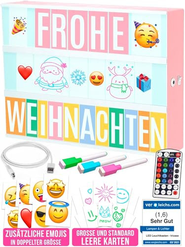 Lightbox Rosa A4 mit 312 Buchstaben & Emoji & 3 Marker, USB - Led Light Box Deko-Lichter - Leuchtschild Buchstaben Tafel Geschenke für Frauen & Mädchen Weihnachten & Geburtstage, Wandleuchte