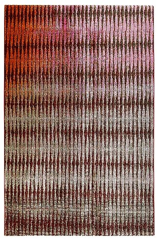 Wecon Home Moderner Esprit Kurzflor Teppich für Wohnzimmer, Flur, Schlafzimmer und Kinderzimmer - Ocean View (120 x 170 cm, grau pink orange)