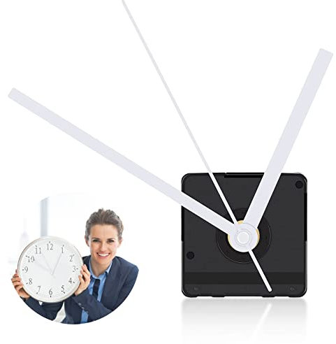 Quartz Clock Mechanism Kit,Silent Wall Clock Motor Movement Repair Parts, Long Shaft Silent Clock Mechanisms for DIY Crafts, White Hands, Suitable for 8-12 mm Maximum Dial Thickness