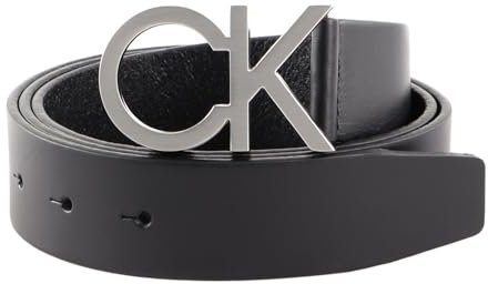 Calvin Klein Herren Gürtel Ck Buckle Belt Ledergürtel, Schwarz (Ck Black), 110 cm