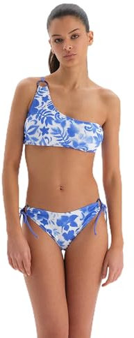 Dagi Women's Fashion, One Shoulder Triangle Bikini Top, Blue-White, 36