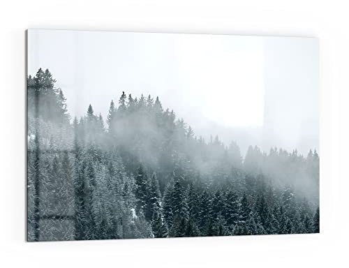 DEQORI Küchenrückwand Glas | Motiv Nebel über Baumwipfeln | 60x40 cm | Bad- oder Herd-Rückwand | Herdblende Spritzschutz für Küche & Badezimmer | moderne Deko für Fliesenspiegel