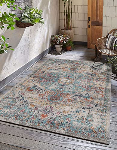 the carpet Palma - vielseitiger Indoor- & Outdoor-Teppich, modernes Design, Wohnzimmer, wetterfest & UV-beständig, langlebig und pflegeleicht, Balkon, Wintergarten, Mehrfarbig, Bunt, 120 x 170 cm