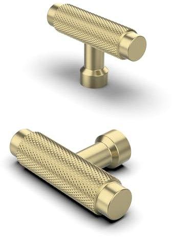 Furniware Gold Knurled Cabinet Handles - Pack of 10 (Dresser Drawer Cupboard Knobs)