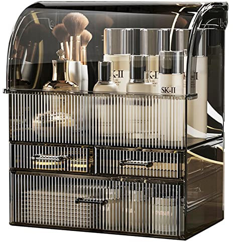 Suyoo Make-up-Aufbewahrungs-Organizer, Größe XL, Acryl, Kosmetik-Organizer, Hautpflege-Vitrine mit Schubladen, Kommode (Schwarz, XL)