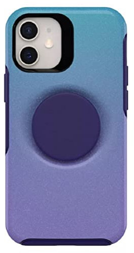 OtterBox + POP Symmetry Series iPhone 12 Mini Case - Making Waves Purple and Blue Sparkles Graphic Design, Apple Phonecase, Attached Popsocket, Raised Screen Bumper, Wireless Charging Compatible