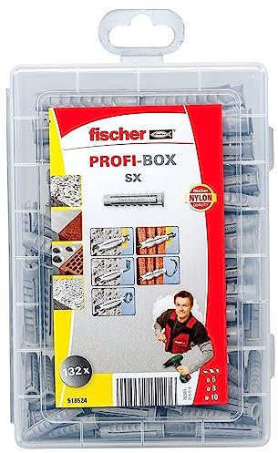 Fischer PROFI-BOX Tacos de expansión SX 6, 8 y 10 - Juego de 132 piezas