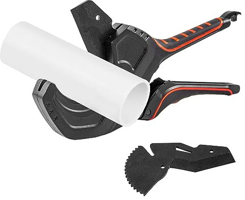 DUEBEL PVC Pipe Cutter ABS Cable Trunking Cutter Ratchet Cable Cutters Pipe PVC Cutter PEX Tubing Plastic Pipe Cutter Conduit Plastic Tube Cutter Plumbers Tools Hose Cutter Tool (2.95inch Black 75mm)