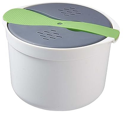 LOVIVER Multifunctional Rice Cooker Microwave Pasta Cooker with Strainer Pot Rice Cooking Microwave Pressure Steamer Cooker for Veggies Potato Pasta, Green
