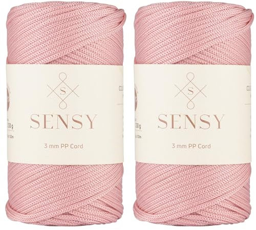 Sensy - Cuerda de poliéster 3 mm, 131 Yardas, 100% Polipropileno, Cuerda de macramé de 3 mm, Cuerda de Ganchillo de 3 mm, Hilo de Regalo para tejedor (Rosa)