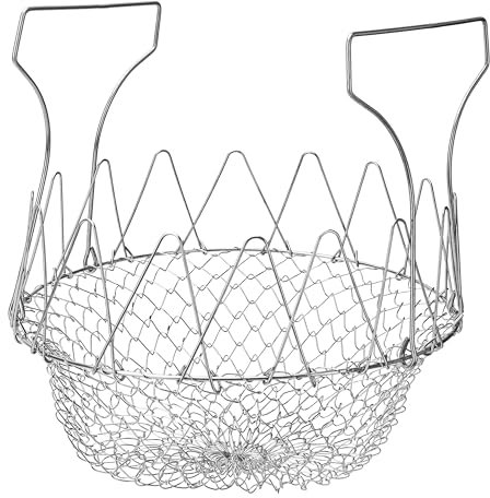 Belle Vous Cesta Freidora Aceite Plegable de Acero Inoxidable - Colador de Cocina Malla de Metal para Freir Patatas Fritas, Vaporera Cocinar, Lavar Vegetales y Frutas