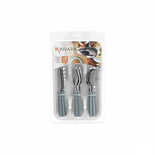 Kinvara Set de Cubiertos Gris Plateado Acero Inoxidable Plástico (6 Unidades)