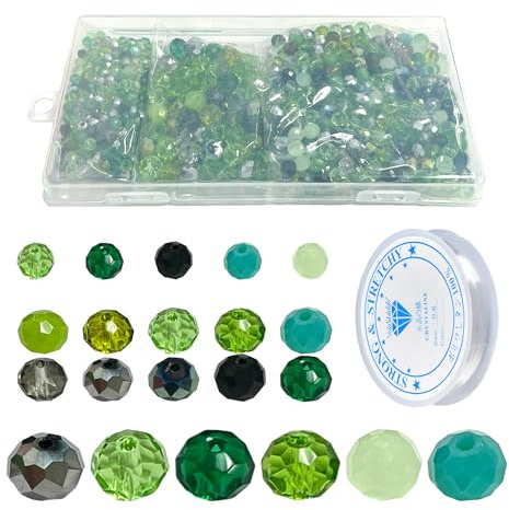 1000 Facettierte Glasperlen Mit 1 Stück Perlenseil, Runde Kristallperlen, Bunte Abstandsperlen Für Armbänder, Halsketten, Ohrringe, Anhängerherstellung, DIY, Runde Perlen, Glasschmuckperlen (Grün)