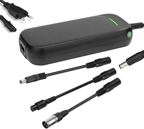 Xietongpo 42V 2A Ladegerät für Scooter, Ebike, Hoverboard Ladegerät für 36V Elektrofahrräder, Elektrischen Selbstausgleichender Roller, mit 5 Anschlüssen 8mm 3 Zinken/DC5521/DC5525 /3-poligen XLR