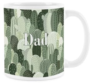 Purely Home Dad Mug - Cactus Plants Gift for Fathers Day - Tea/Coffee Green Ceramic Cup