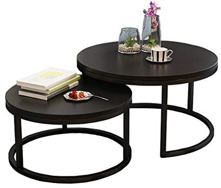 Couchtisch-Set mit 2 Satztischen für Wohnzimmer im Mid-Century Modern, Säulentische für kleine Räume in der Küche, Sofatische und Beistelltische, Holz