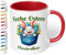 Tasse als Ostergeschenk personalisiert „Frohe Ostern“ Motiv: Osterhase Ostereier – 330ml Keramik Kaffeetasse mit Spruch – kleine Geschenke zu Ostern Easter gift (Rot)