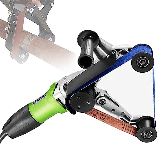 YEHOZZ Ponceuse à Bande Ronde Tube Dessin Polisseuse Banc De Tirage en Acier Inoxydable, 800w Portable Poignée Ronde Tube Ponceuse à Bande pour Tuyaux en Acier Inoxydable, Tuyaux Coudés