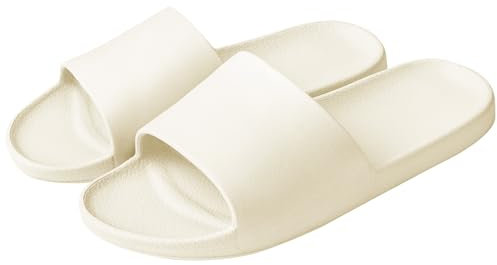 Milaloko Ciabatte Uomo Donna Casa Aperte Pantofole Comode Slide Ciabatte Antiscivolo Sandalo Estive Ciabatte da Mare Spiaggia Piscina Unisex, Beige, 38-39
