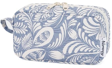 Kleine Make up Tasche für Handtasche, Kleine Kosmetiktasche Damen Schminktasche, Kulturtasche Damen Kulturbeutel, Makeup Tasche Makeup Bag (Blaues Blatt,Klein)