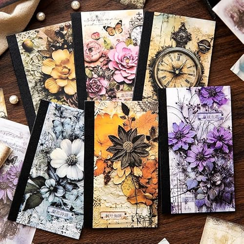 Alideco180 pcs Vintage Scrapbook Paper Bee Animals Plants Flowers Scrapbooking Paper for Journaling Supplies, Decorative Craft for Junk Journals (fushenghuashi)