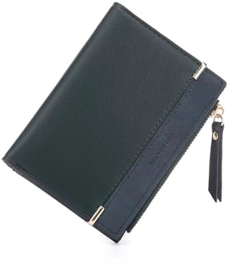 CHAOFANXI Porte-Monnaie pour Femme Petit et Court, Cuir PU Lisse et Souple, Portefeuille, Vert