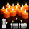 yunsheng 12 Orange Stück Wiederaufladbare Teelichter mit Fernbedienung und 4/6H Timer, Aufladbar Flammenlose Flackernde LED Kerzen mit 2 Stück USB-Kabel, 3D-Silikon Docht, Warmweißes für Hause Deko