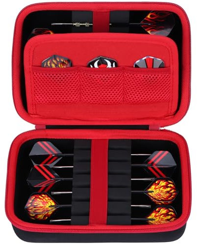 Lebakort Hart Hülle Dartpfeile Etui für 12 Stück Steeldarts oder weiche Spitze Darts,eingebaute Speicher Rohre und Taschen für Flights, Spitzen, Schäfte