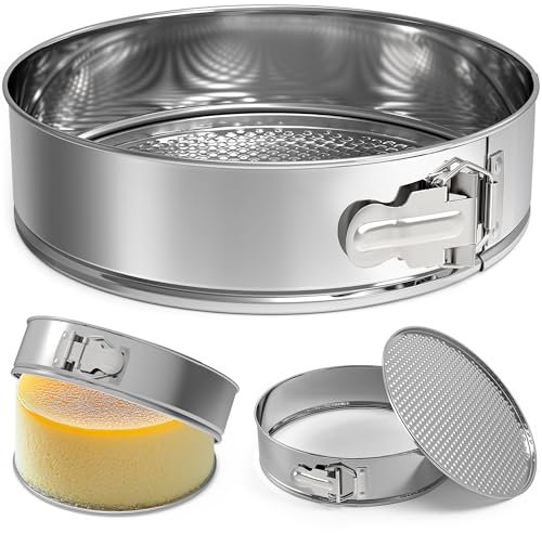 ZeroPone 7 Inch 304 Stainless Steel Springform Pan with Removable Bottom, Nonstick Round Spring Form Cheesecake Pan with 30 Pcs Parchment Paper Liners