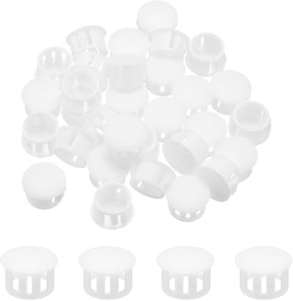 QUARKZMAN 64 Stück 13mm (1/2) Weiße Kunststoff Lochstopfen, Flache Abdeckkappen, Endkappen für Schränke Maschinen Möbel Schrank