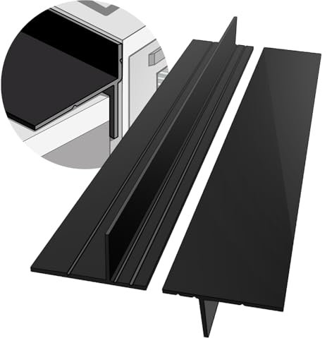 Gosmol Lot de 2 couvre-joints pliables en silicone pour cuisinière de 63,5 cm, bande d'étanchéité entre cuisinière électrique, comptoir, entretoise de four, noir