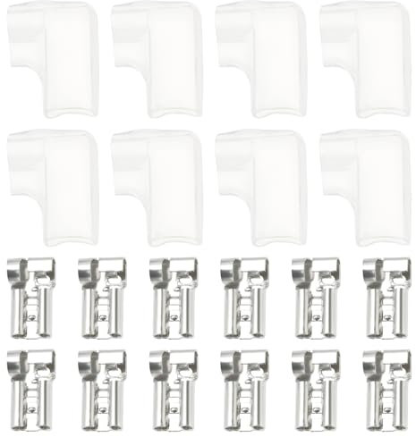 Be In Your Mind 100Pcs 4.8mm Right Angle Female Spade Crimp Terminals with 100Pcs PVC Insulating Sleeves Fits Wire Size 14-22 AWG/0.3mm² to 2.0mm² for Equipment Switch