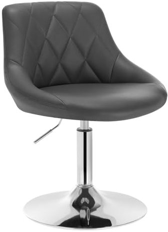 WOLTU Verstellbarer Sitzhocker Stuhl Arbeitshocker Bürohocker Schminkhocker mit Rückenlehne aus Kunstleder und Metall höhenverstellbar drehbar, Sitz 42-58 cm Hoch, Grau, BH241gr-1