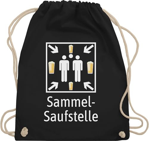 Shirtracer Turnbeutel Rucksack - & Herren - Sammel Saufstelle | Sammelsaufstelle Bier | Sauf Geschenke | Party | Alkohol | Saufen | Alkoholiker | Malle | Dorfparty | Schützenfest - Unisize - Schwarz