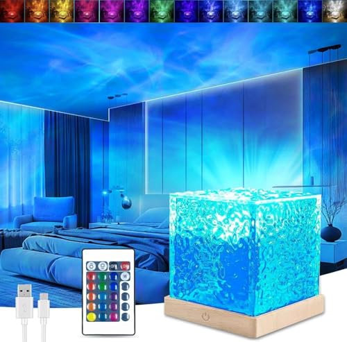 Sunshine smile Wave Lamp,LED Sternenhimmel Projektor,Vellox Lampe Meer,Wasserwellen Lampe,Sternenhimmel Projektor,LED Nachttischlampe,Licht Würfel Meer,Lumena Lamps