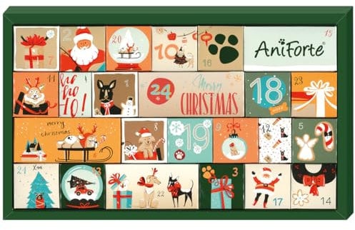 AniForte Premium Adventskalender für Hunde 2024 - Natürliche Hundesnacks, Leckerli & Produkte, Weihnachtskalender XXL für alle Altersstufen, getreidefrei