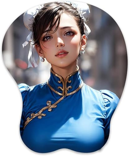 EMMERSONIA Tapis de souris haut de gamme haut de gamme avec repose-poignet en gel souple manga manga tapis de souris haut de gamme (chun li)