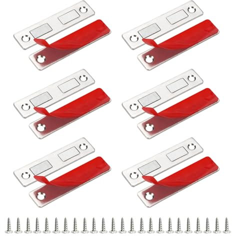 6 Paare Ultra Dünn Türmagnete für Möbel, Magnetschnäpper Stark Türschließer, Selbstklebend Schrankmagnete, Edelstahl Türmagnete, Magnete für Schranktüren, Türmagnete Magnetverschluss für Schränke