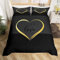 Homemissing Moderne 240x260cm Amour Parure de Lit Noir Or Coeur Lettres Imprimer Ensemble de Housse de Couette pour Garçons Couples Chambre Décor Housse de Couette Amoureux Simple