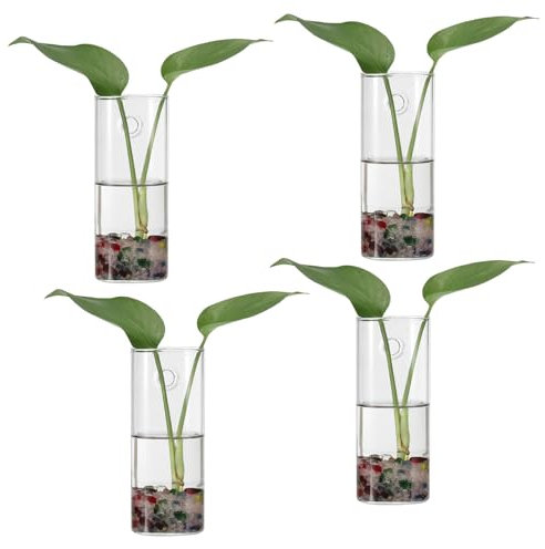 PATIKIL Terrario para Plantas Macetas 5.9x2.4 Pulgadas, 4 Pack Jarras De Tubo Cuadrado Colgantes De Vidrio para Hidroponía Decoración De Oficina Hogar Interior, Transparente