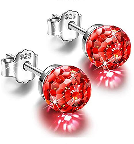 Damen Ohrstecker Silber 925,ohrstecker weihnachten,Damen Fashion Zubehör,Verschiedene Farboptionen,ein Stüc. (Rot)