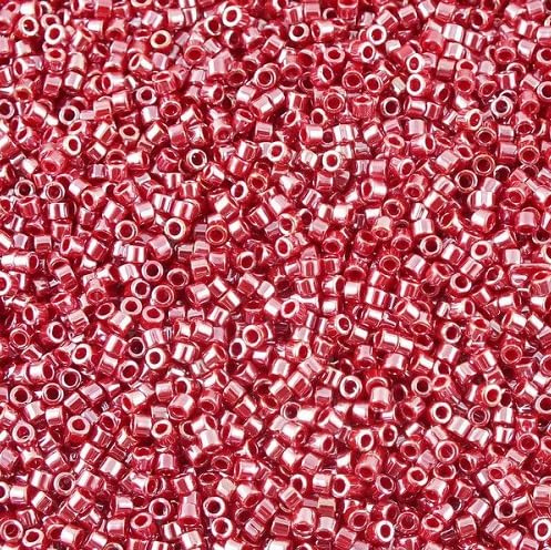 Miyuki DELICA Perles de rocailles, taille 11/0, opaque rouge foncé brillant (#DB1564), Japon, verre 5 g