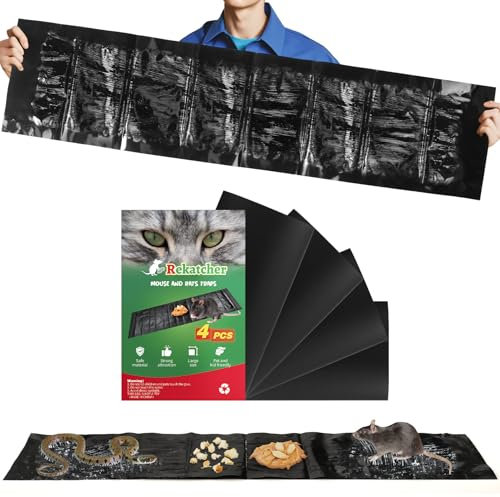 Rekatcher 4 Piezas Trampas para Ratones 1.2M, Efficace Trampas para Ratas, Aplicable al Garaje del Balcón del Dormitorio de la Cocina, Se Puede Cortar