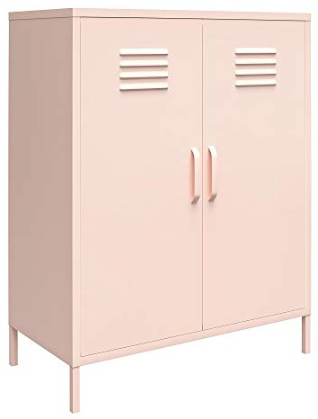 Dorel Home Mission District Storage Cabinet with 2 doors in Pink, 80 x 40 x 102cm (WxDxH)