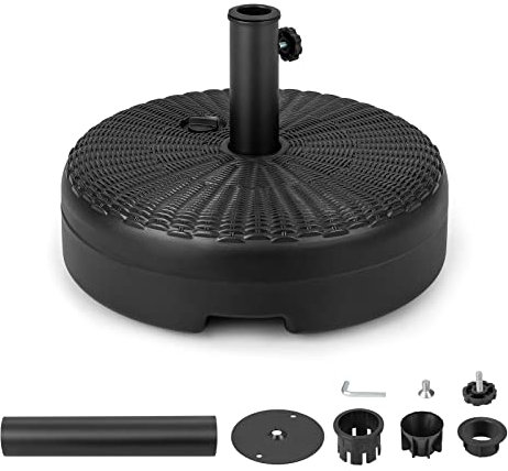 RELAX4LIFE Pied de Parasol Déporté à Remplir d'eau et Sable 30KG, Base de Parasol Rond Robuste en HDPE Convient aux Poteaux 38/48 MM, Dalla pour Jardin Terrasse Patio (30KG)