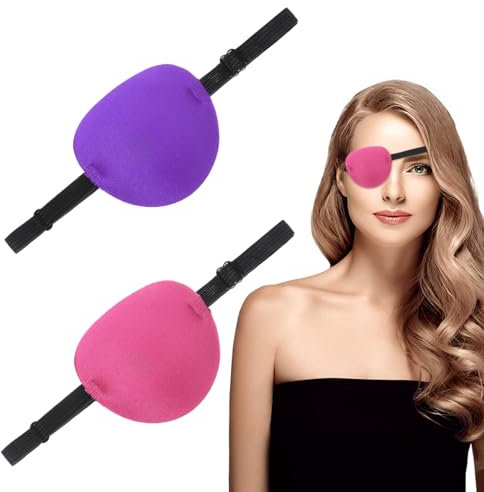 JJUNW Lot de 2 cache-œil noirs réglables pour yeux droit ou gauche, super doux et réutilisables pour homme et femme, amblyopie paresseuse (style B)