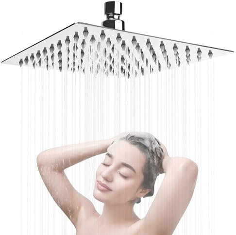 Duschkopf Regendusche Edelstahl 8 Zoll Selbstreinigender Regenduschkopf Brausekopf Duschbrause Wassersparende Kopfbrause Regenbrause Einbauduschköpfe Sparduschkopf 360° Verstellbarer Quadratisch